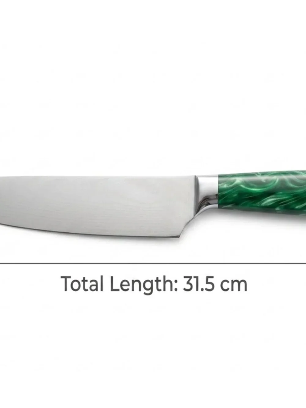 Chef's Knife, 8 Inch Stainless Steel Blade, Green Marbled Resin Handle, Gift Box